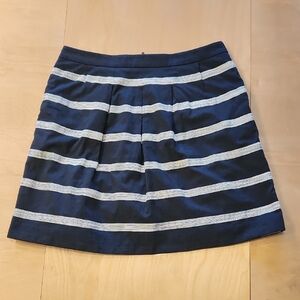 LOFT- Navy and Off White Striped Skirt-Size 4
